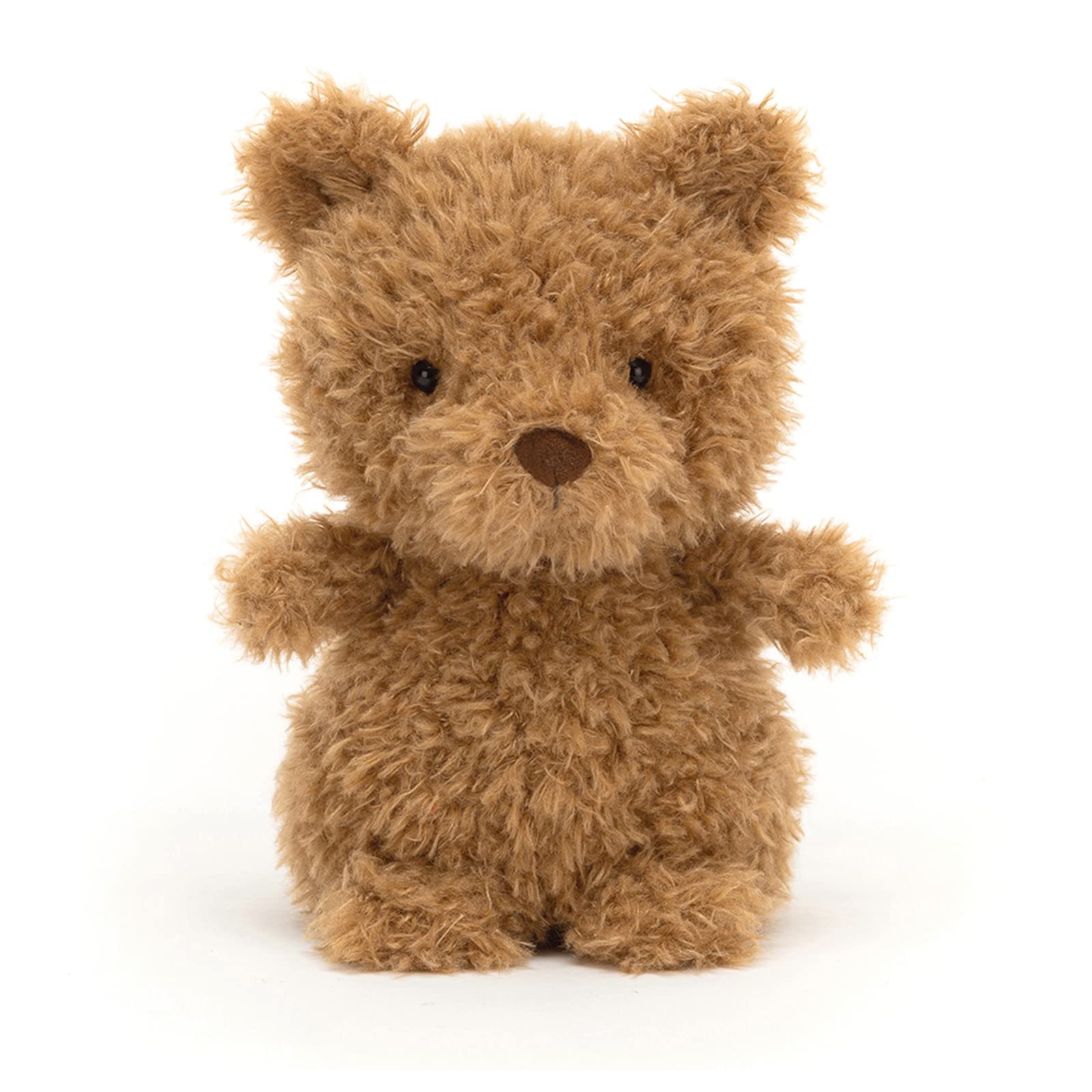 Jellycat Little Bear sitting portrait highlights its compact, cuddle-friendly form