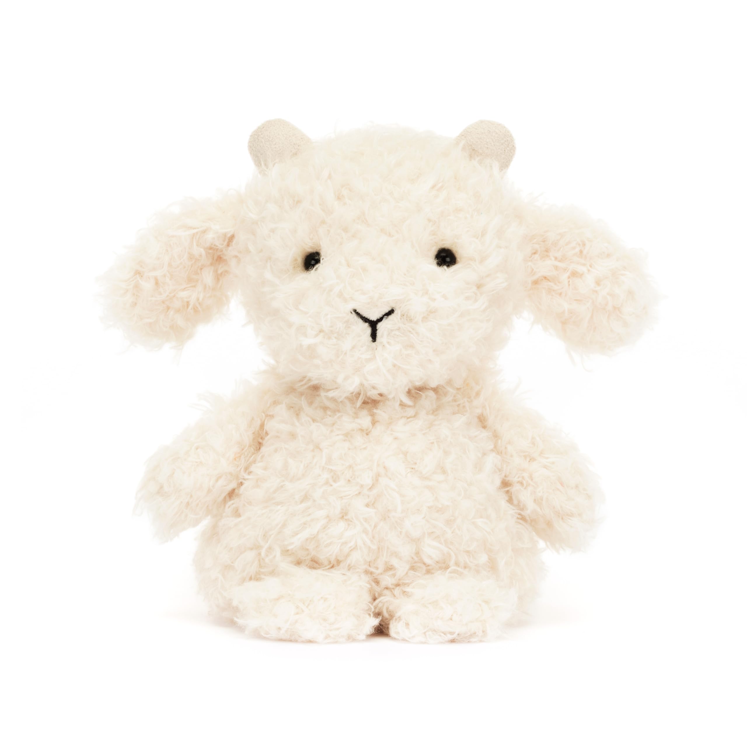 Jellycat Little Goat measures 7 inches, suited for small hands and travel.