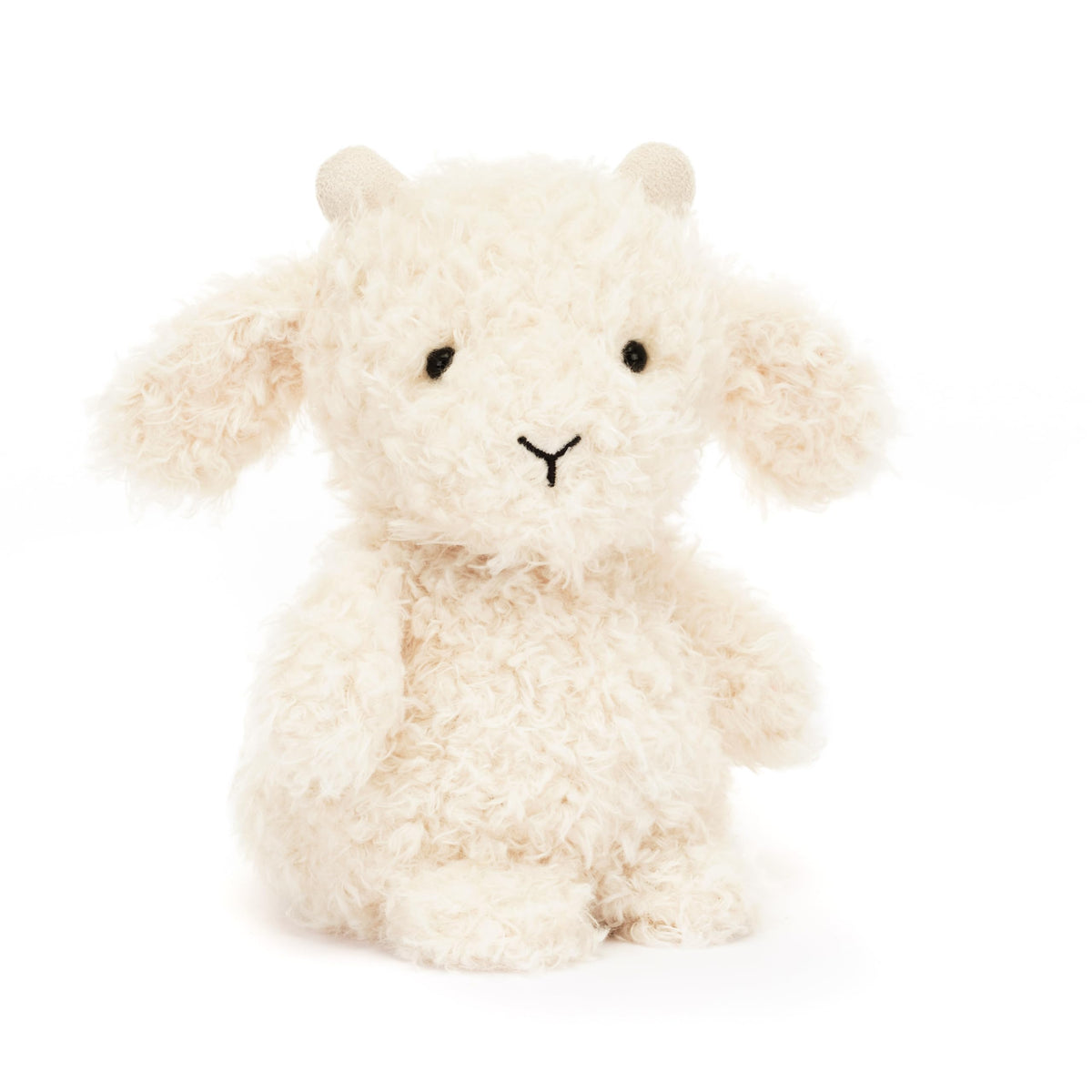 Jellycat Little Goat with soft cream fur for cozy snuggles.