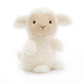 Jellycat Little Lamb front view plush, ideal cuddly travel companion.