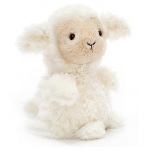 Jellycat Little Lamb in bag, ready for on-the-go cuddles.