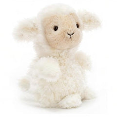 Jellycat Little Lamb in bag, ready for on-the-go cuddles.