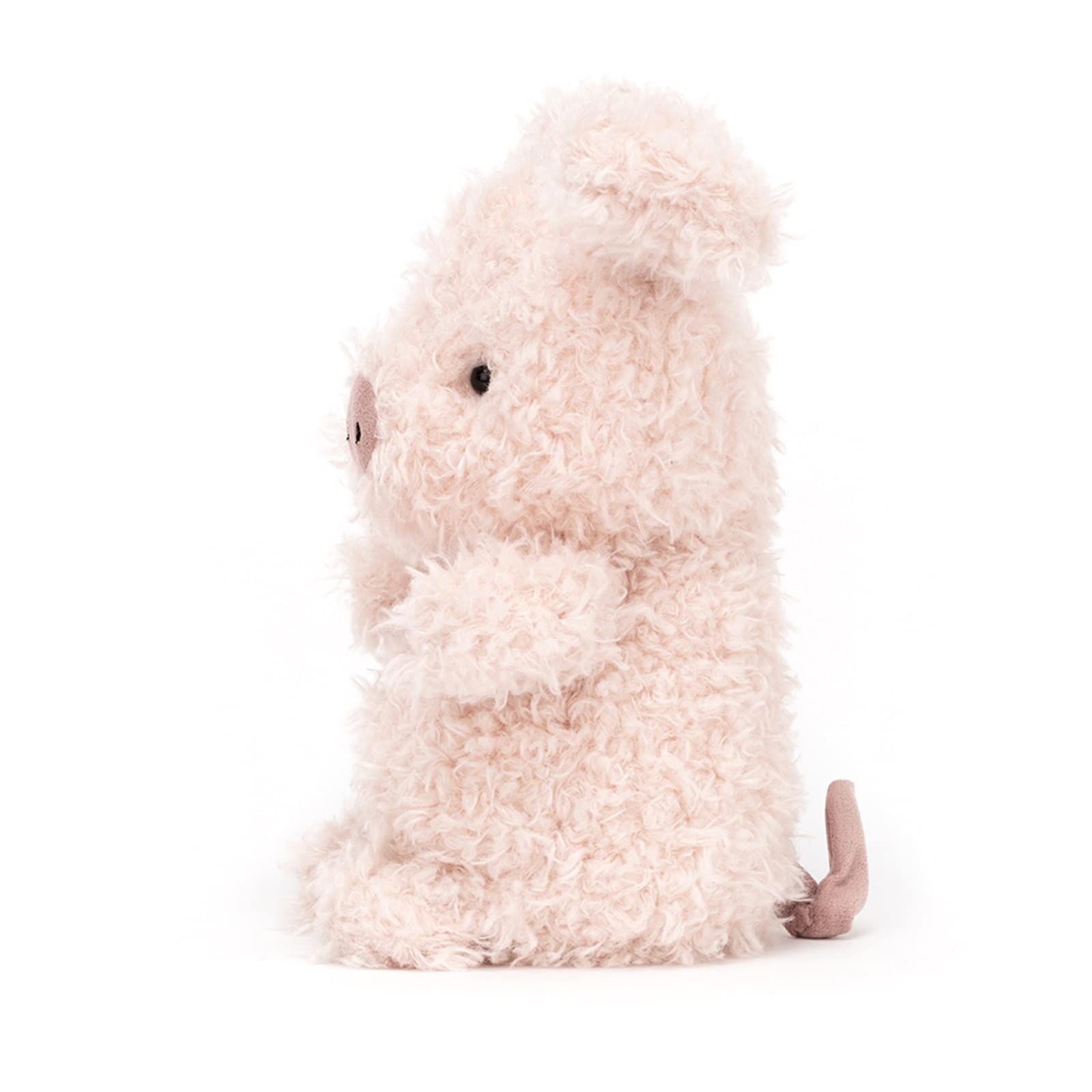 Jellycat Little Pig plush toy back view with curly tail detail