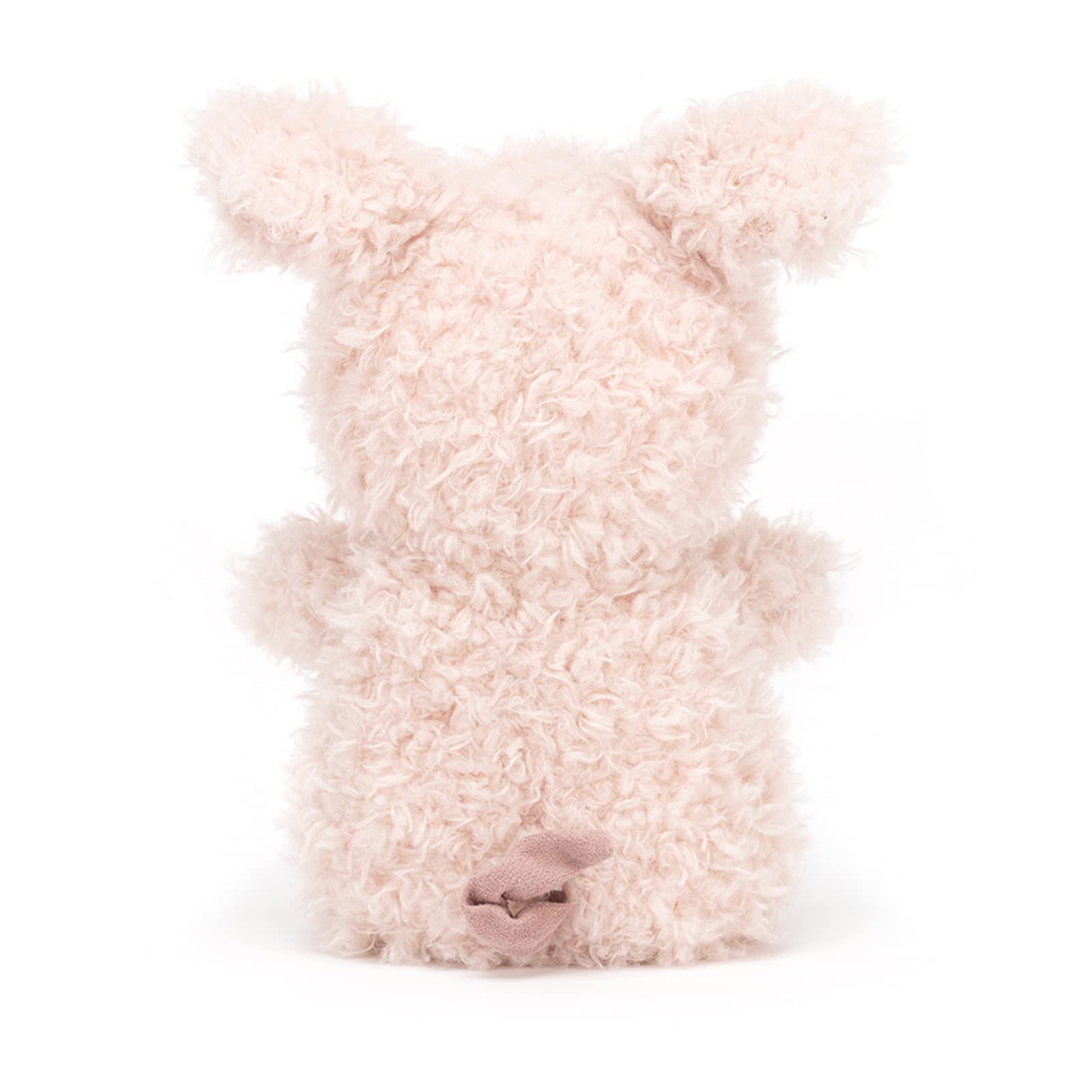 Jellycat Little Pig plush toy close-up of pink suedette nose