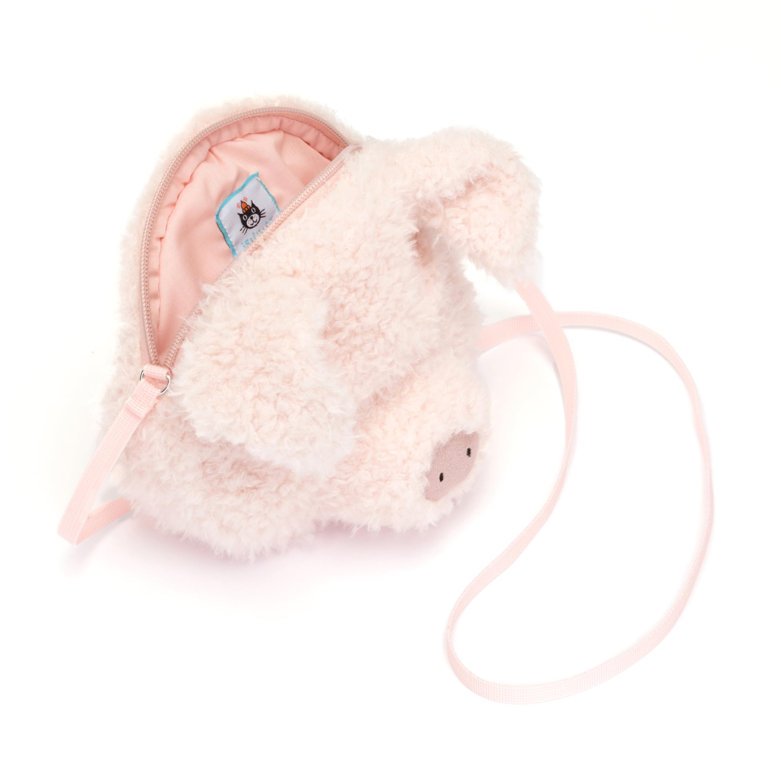 Jellycat Little Pig Bag compact size fits phone, wallet, and keys.