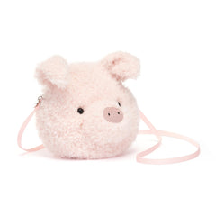 Jellycat Little Pig Plush Bag crossbody with soft pink fur for daily errands.
