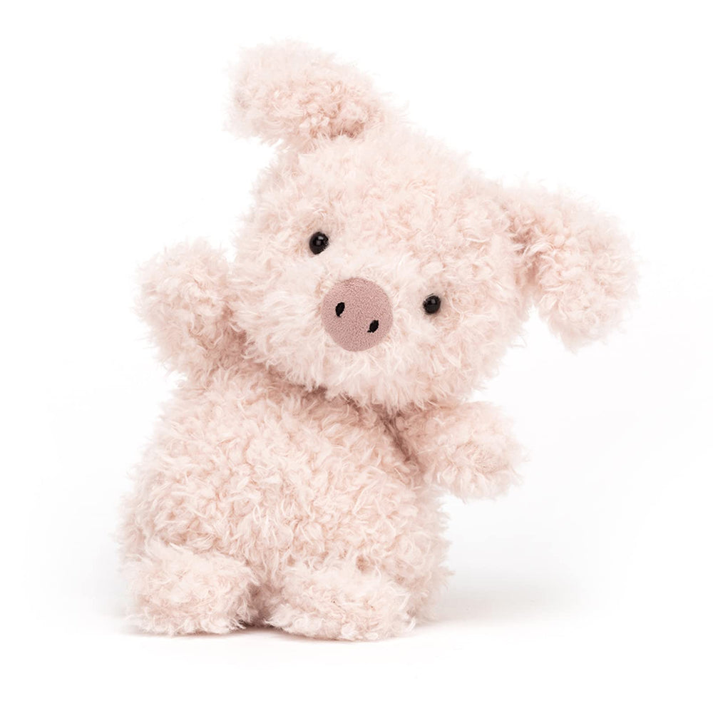 Jellycat Little Pig plush toy side view showing plump body and floppy ears