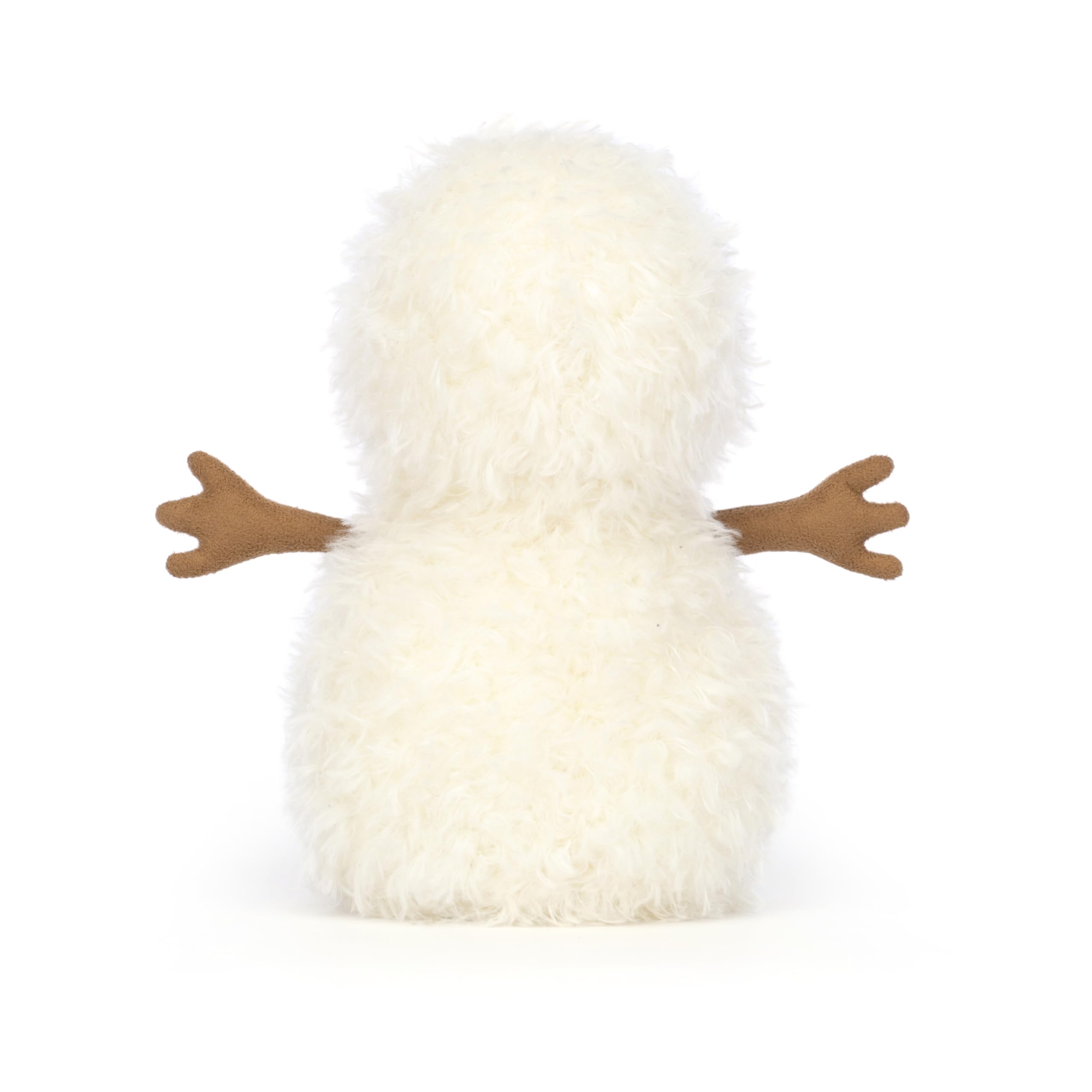 Jellycat Little Snowman fuzzy white fur texture emphasizes premium plush feel