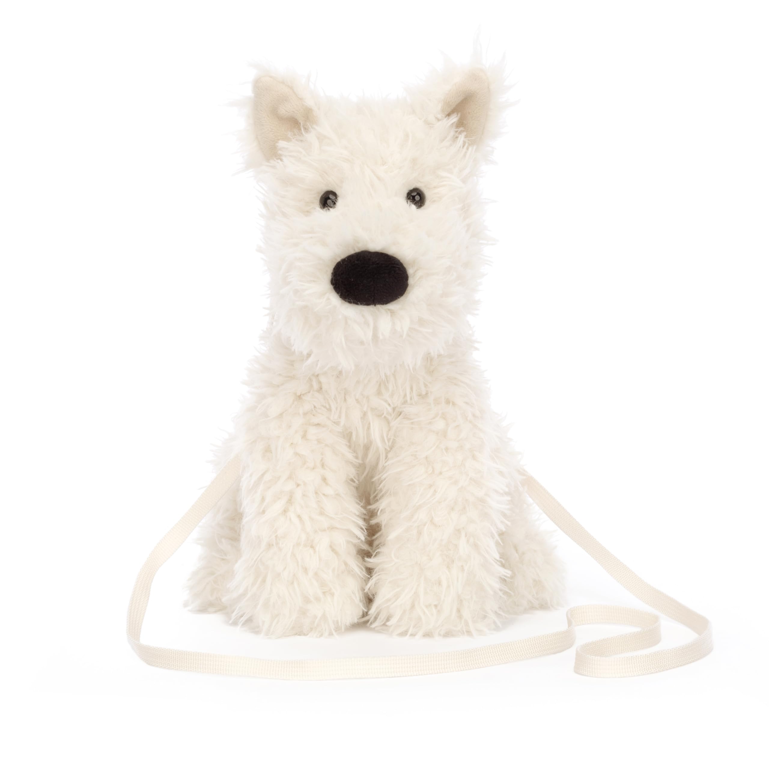 Jellycat Munro Scottie Dog crossbody side view, lightweight and easy to wear.