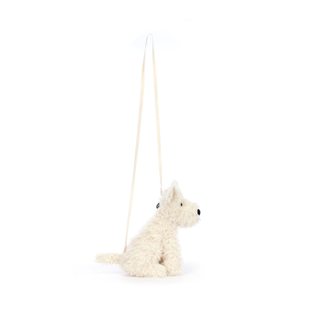 Jellycat Munro Scottie Dog crossbody strap, slender design for comfortable shoulder wear.