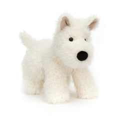 Jellycat Munro Scottie Dog plush soft contrast fur, great as a gift for milestones.