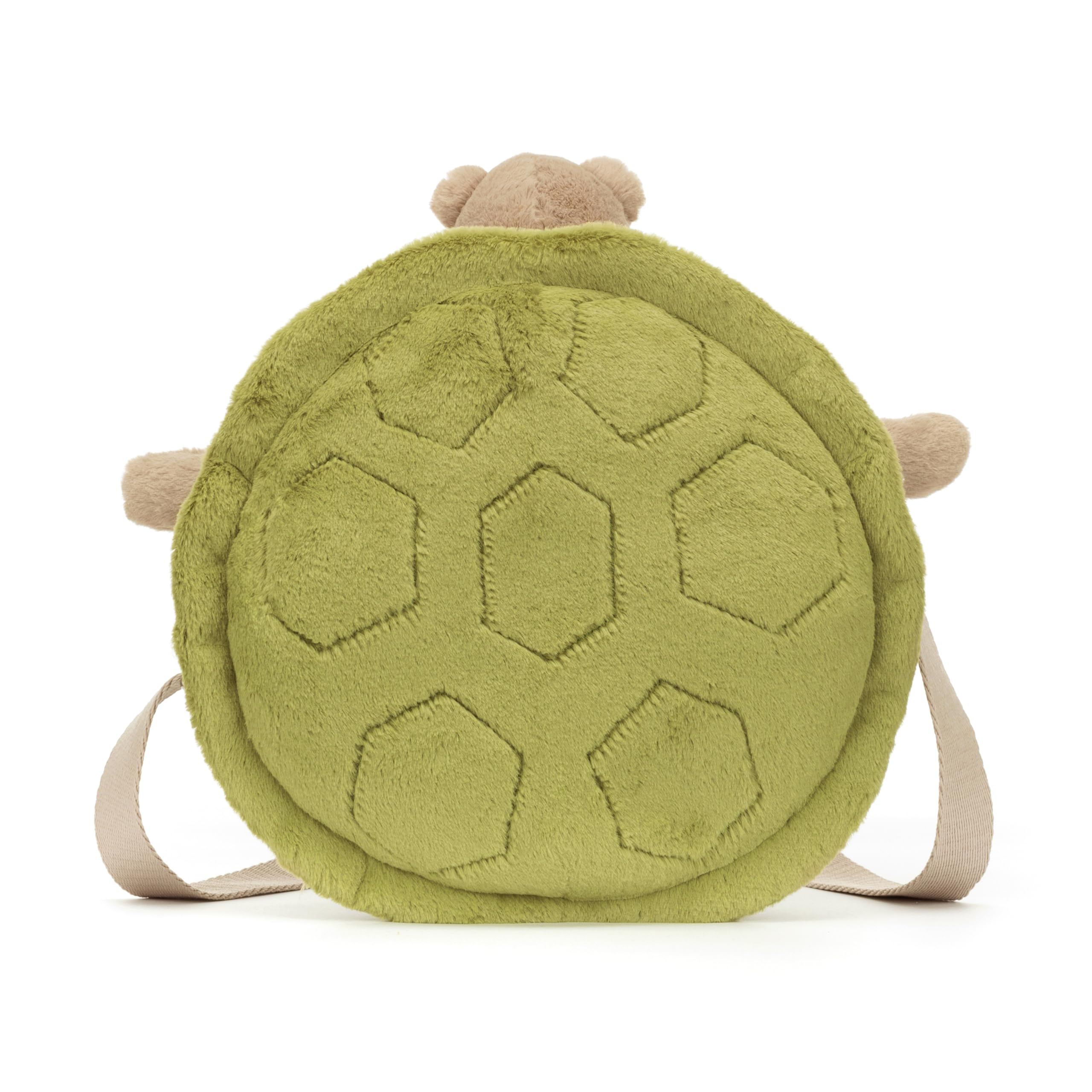 Jellycat Timmy Turtle strap length extended, versatile crossbody or shoulder carry.