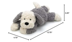 Jellycat Tumblie Sheep Dog close-up, ears and nose detail highlight premium plush texture.