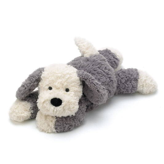Jellycat Tumblie Sheep Dog full-body shot, soft plush ready for hugs.