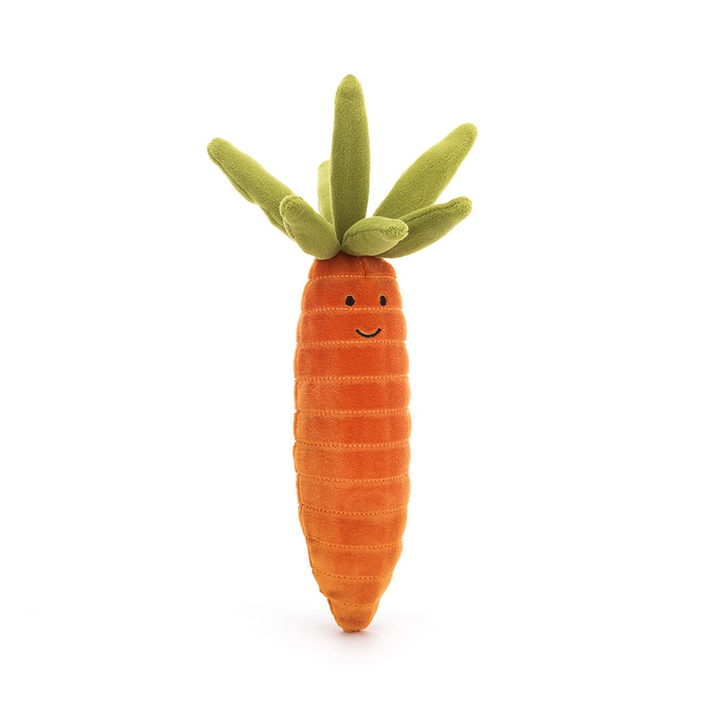 Jellycat Vivacious Carrot plush toy front view for cuddling and imaginative play.