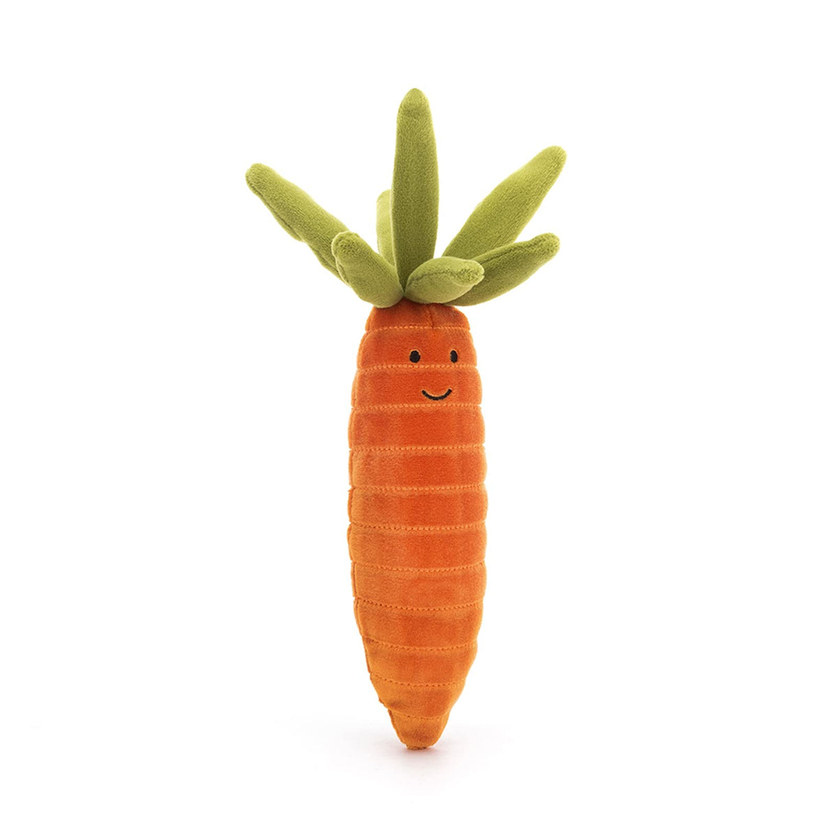 Jellycat Vivacious Carrot plush toy front view for cuddling and imaginative play.