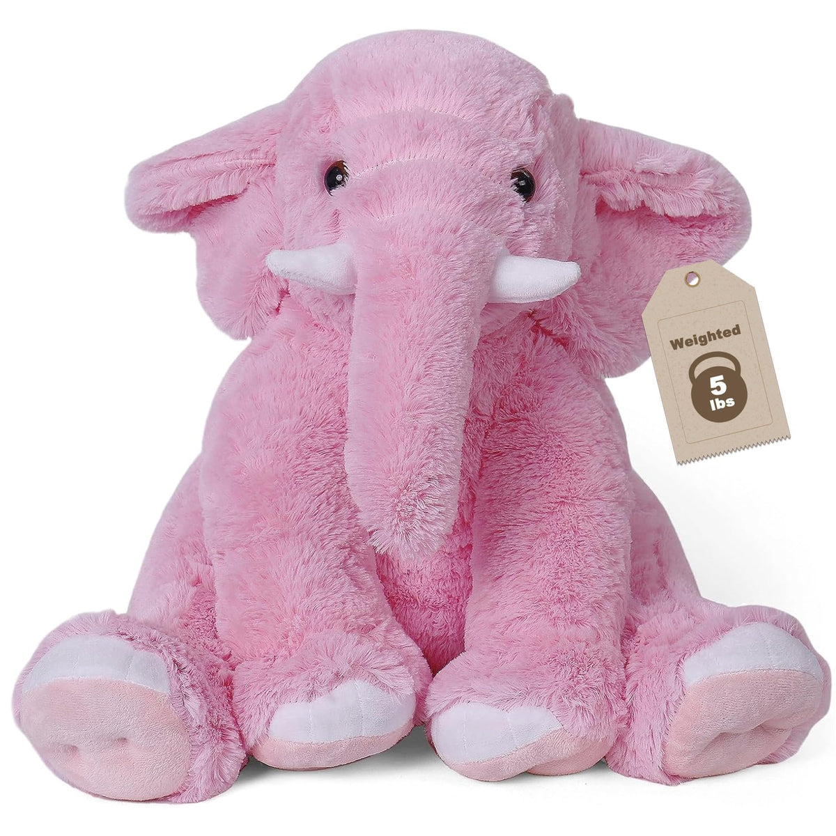 JellyMallow elephant weighted plush front view for cozy sensory cuddles.