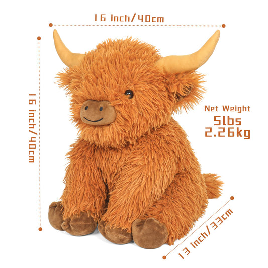 JellyMallow Highland Cow face detail with fluffy fur and horns.