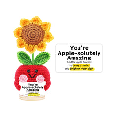 JELUTAR handmade apple with sunflower plush adds cozy charm to desks and shelves