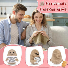 Handmade soft-knit potato by JELUTAR offers a comforting touch.