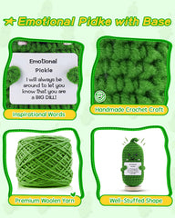 JELUTAR pickle potato crochet decoration adds whimsy to desks and parties.