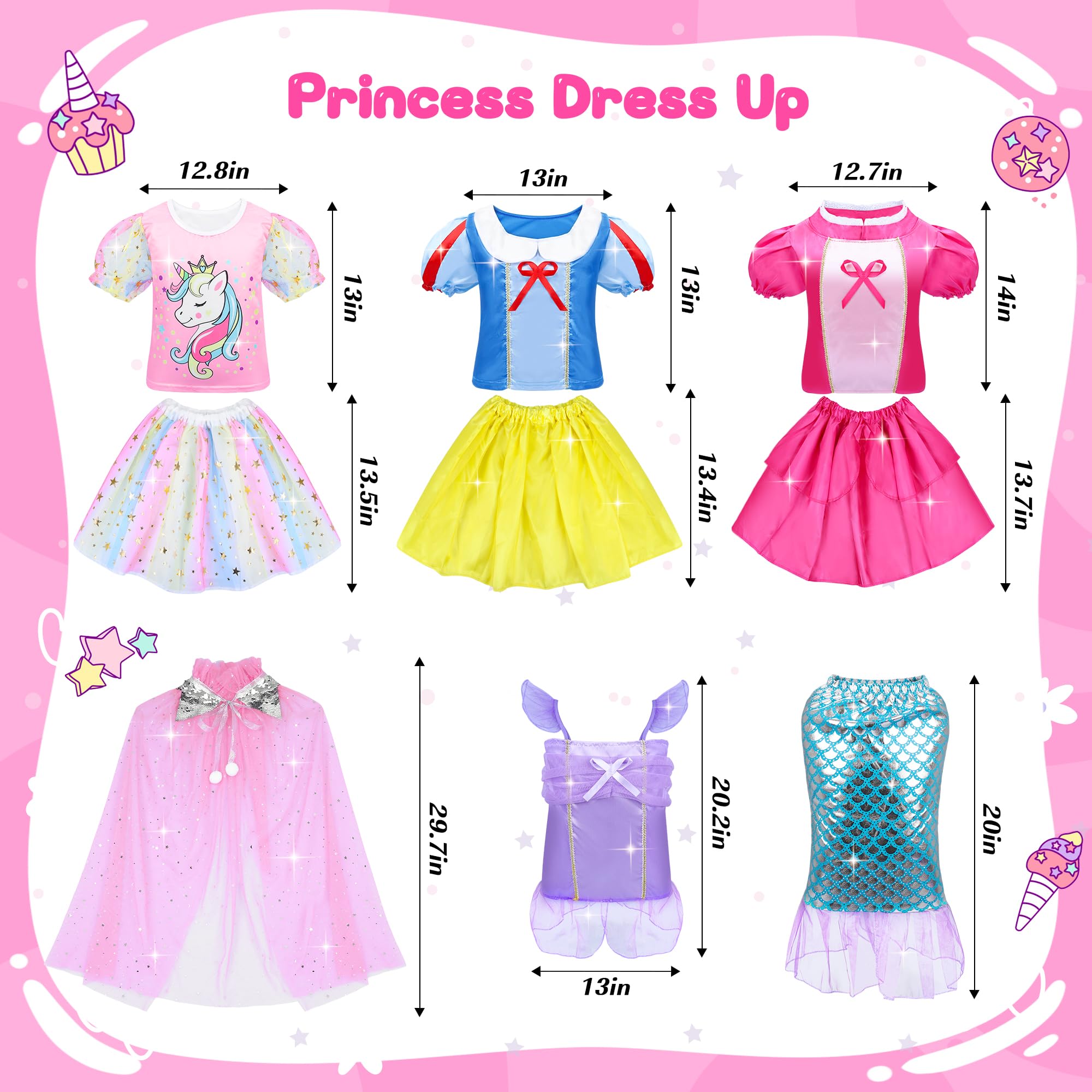 JEMSHE 15-piece princess dress set side view, perfect for party-ready outfits.