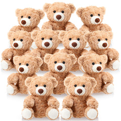 Jenaai 12-pack bears in 10-inch light brown plush, arranged for party decor and display.