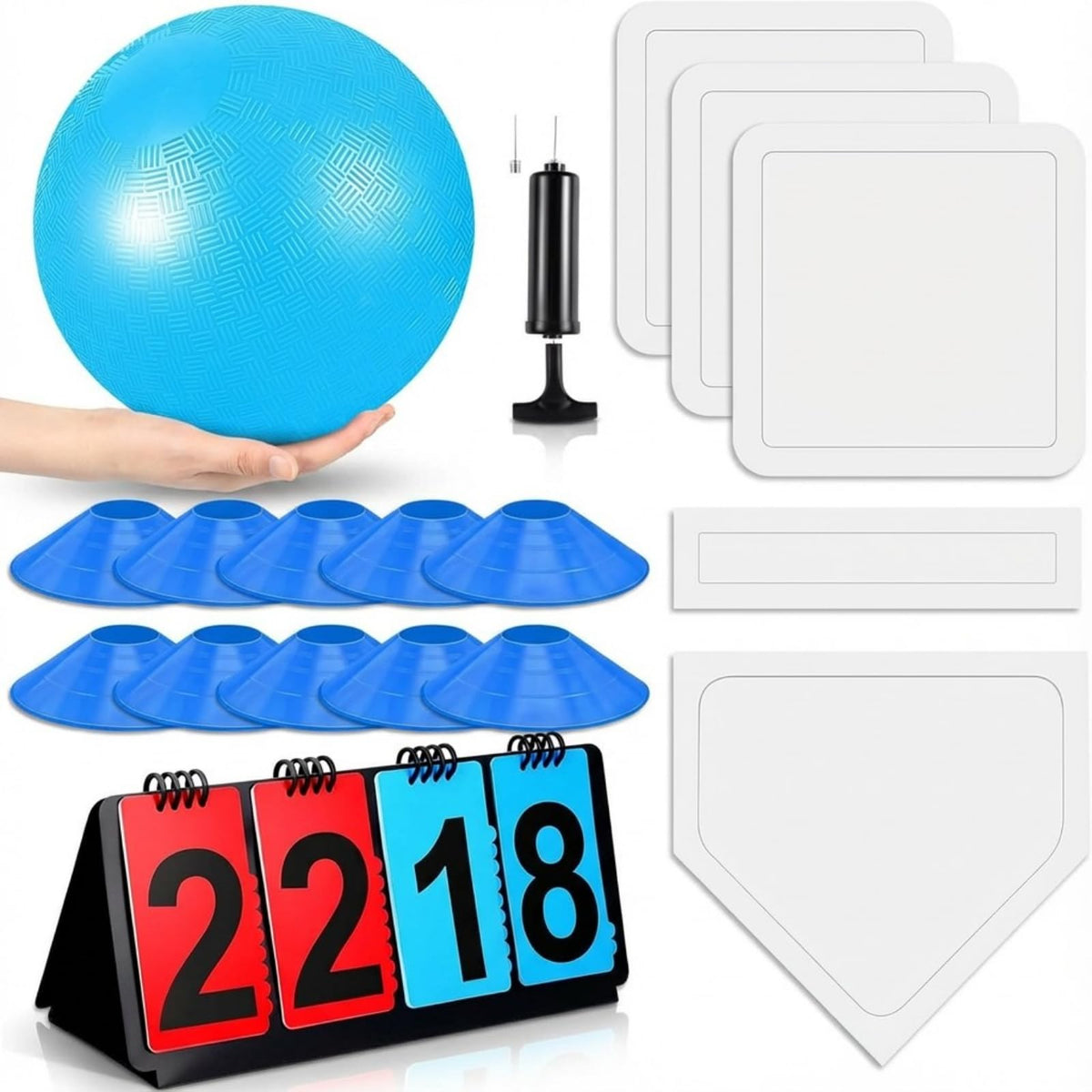 Jenaai 18-piece kickball set with a 10-inch playground ball for outdoor play