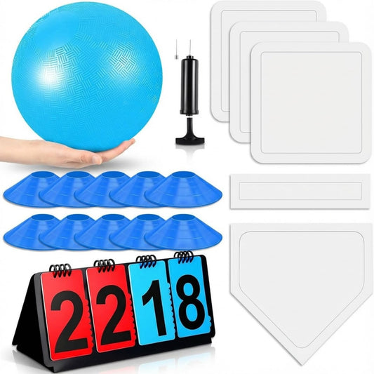 Jenaai 18-piece kickball set with a 10-inch playground ball for outdoor play