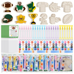 Jenaai 24-set wood football painting crafts with varied designs for creative DIY projects.