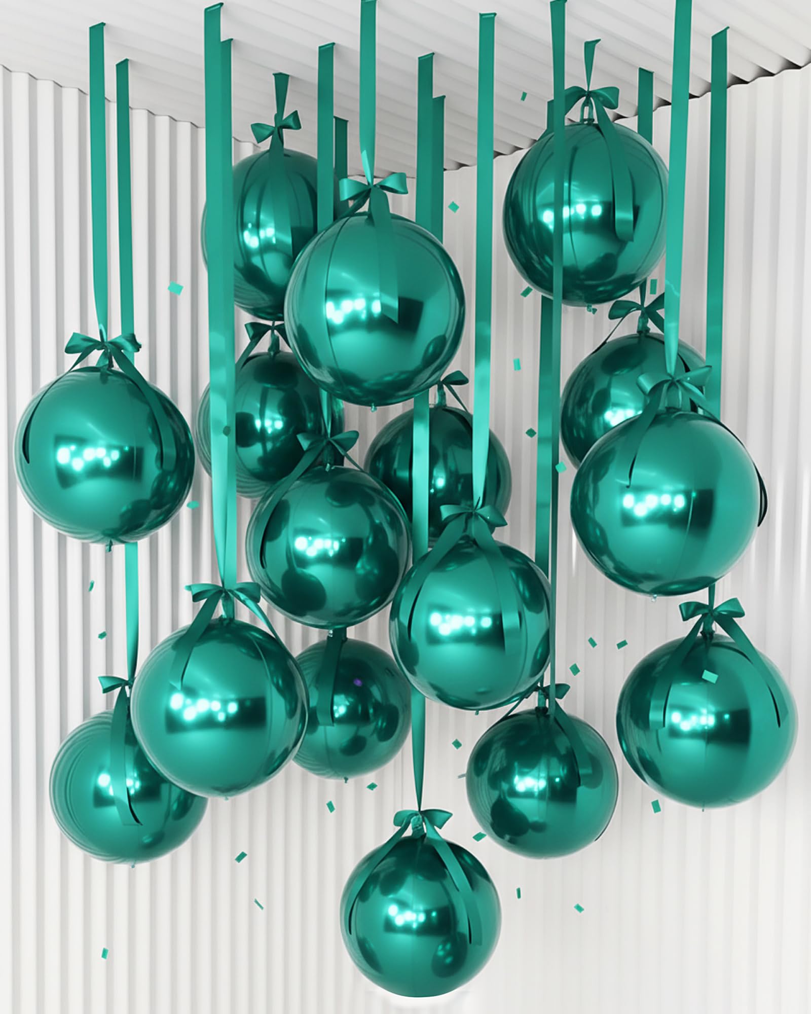 Jenaai 30-set giant green round foil balloons for ceiling display.