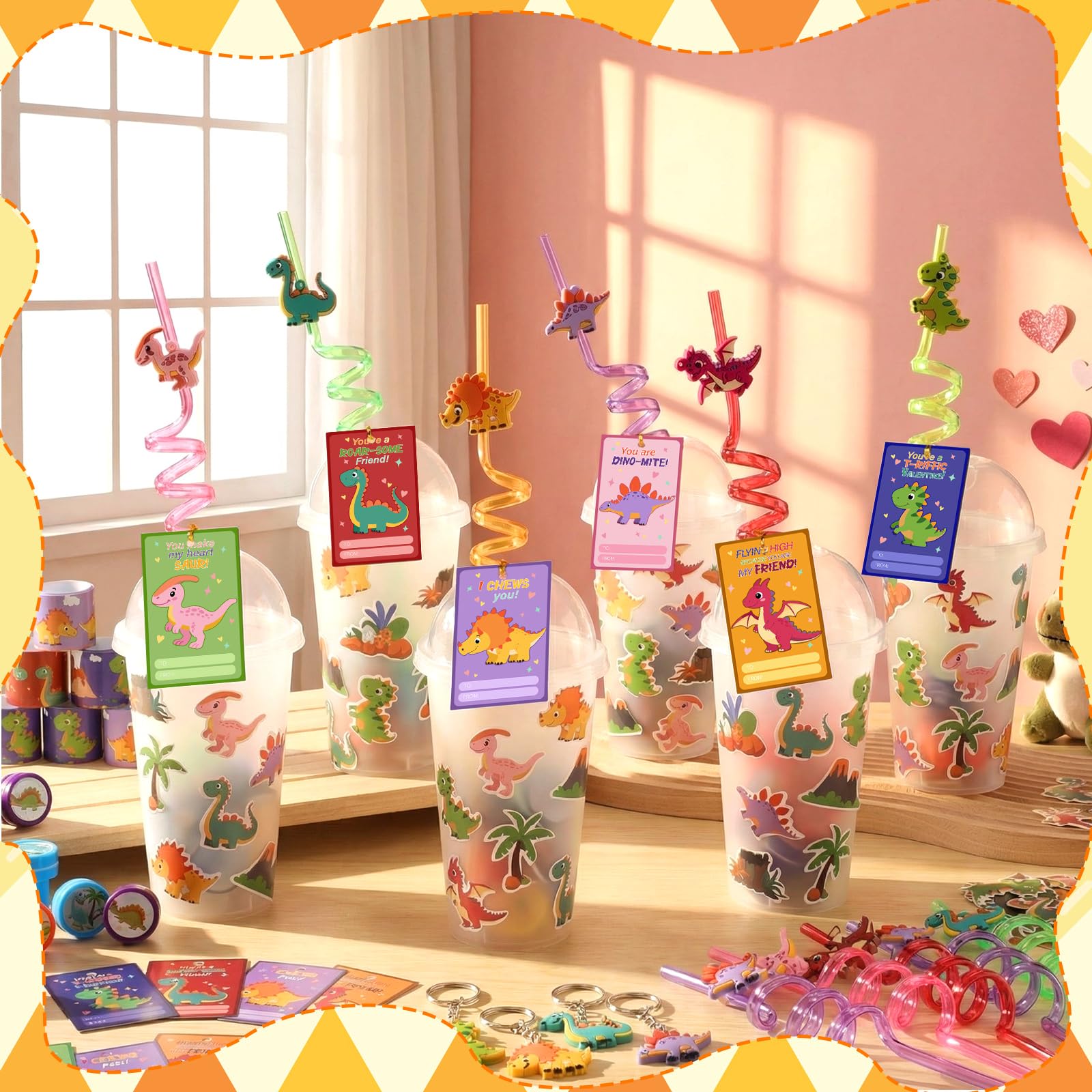 Jenaai dinosaur straws in ABS, colorful and safe for kids