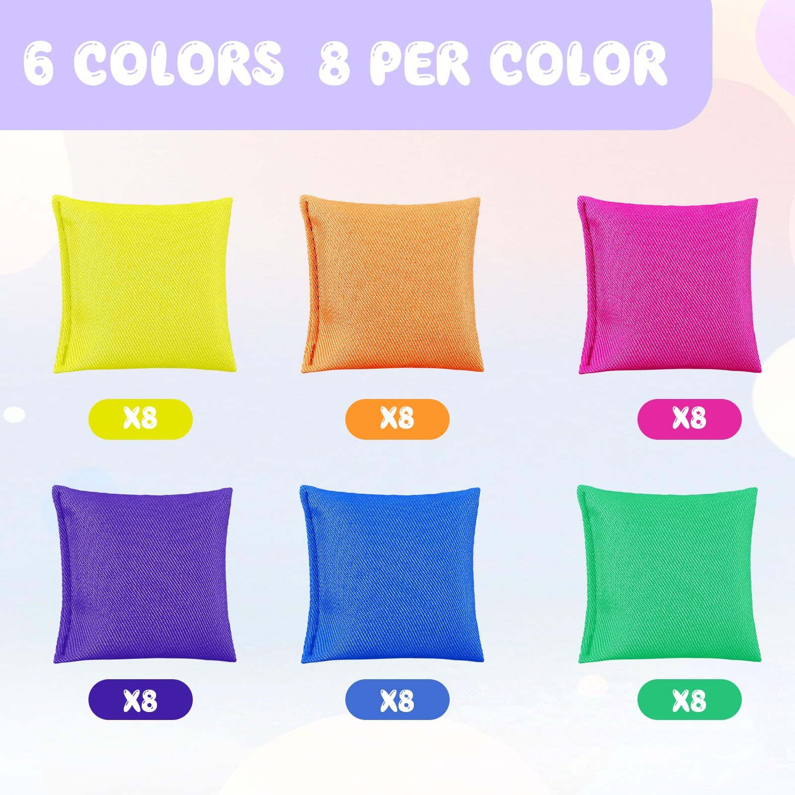 Jenaai colorful bags in action during kids' indoor play.