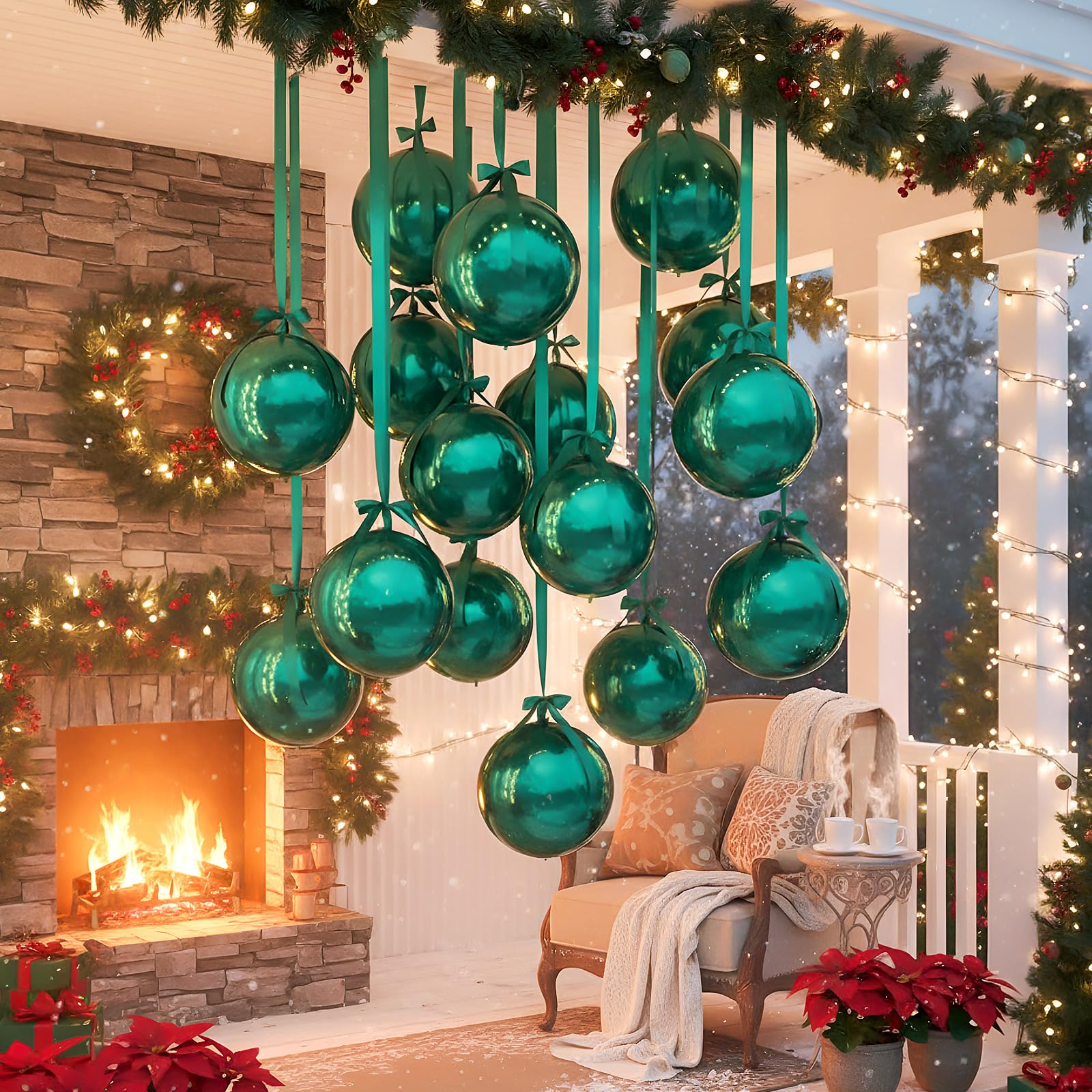 Jenaai green balloons pair with bows for elegant decor accents.