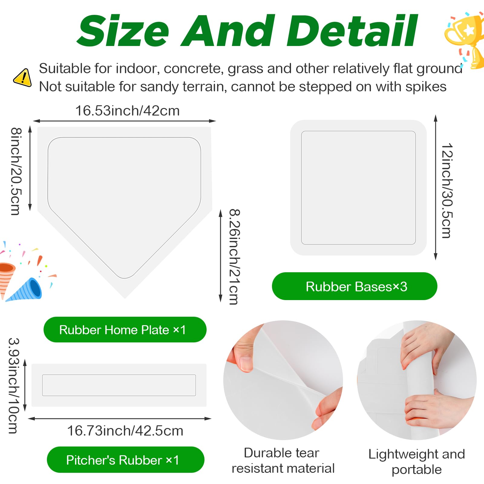 Jenaai rubber throw-down bases offer durable, portable ground markers for any field