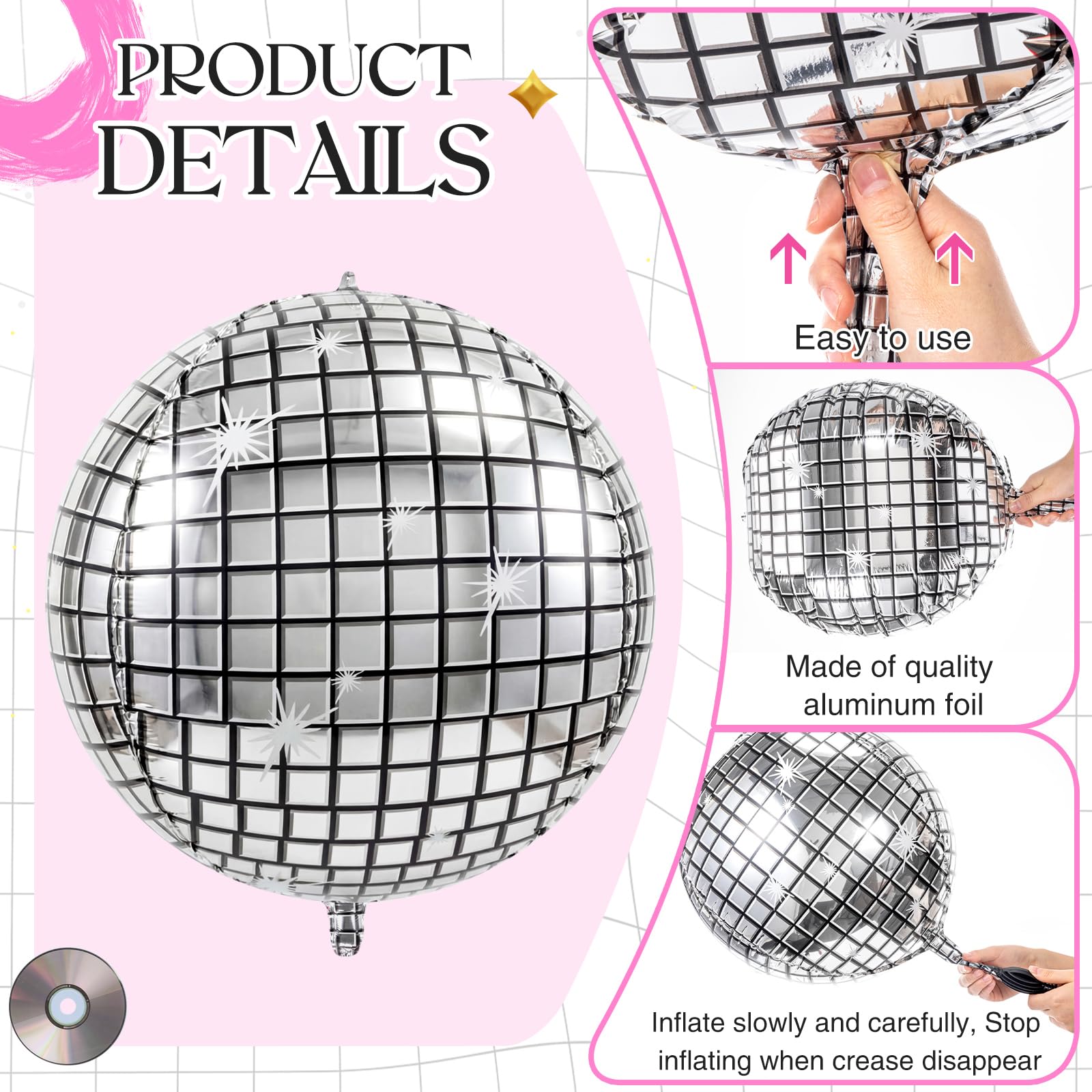 Jenaai satin bows in silver enhance elegant balloon decor.