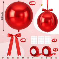 Jenaai satin bow with red balloon adds elegant party accents