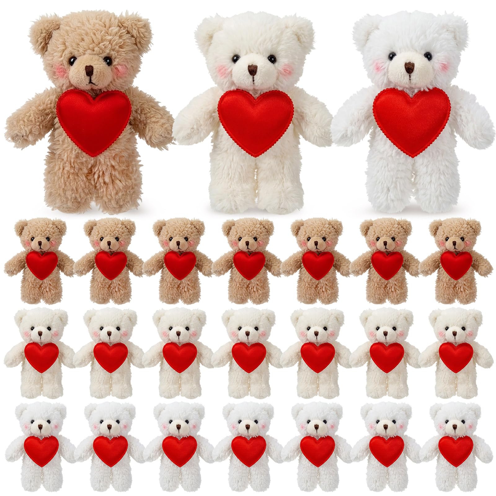 Jenaai valentine teddy bears in a 24-pack, ideal for gifts and party favors.