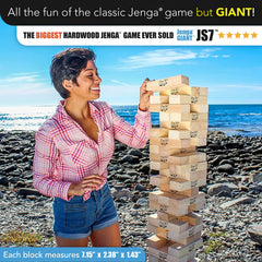 Jenga GIANT JS7 tower in progress sparking excitement at events.