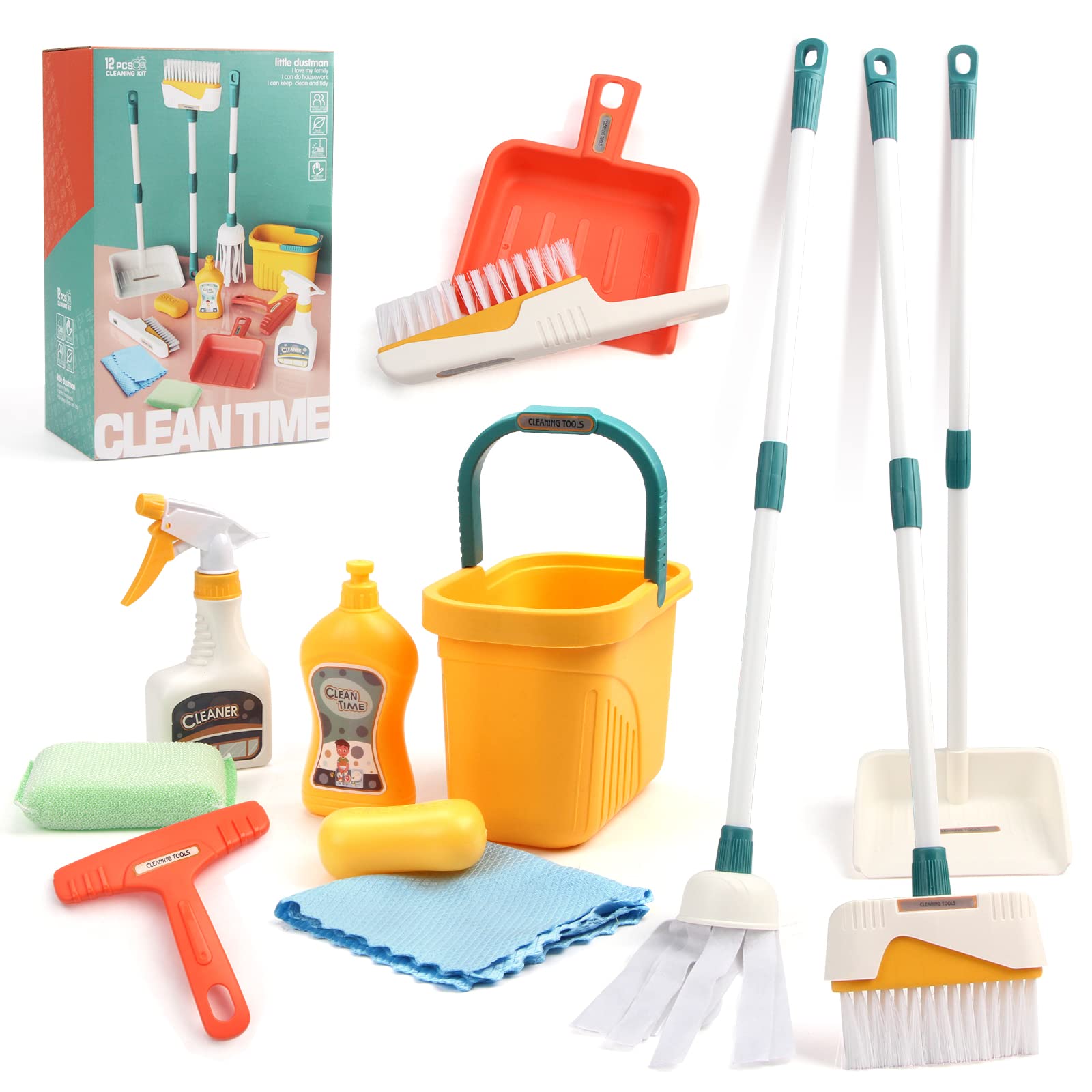 Jenilily detachable cleaning toy broom for kids' realistic role-play cleaning