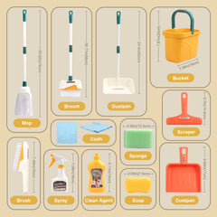 Jenilily detachable cleaning toy mop promotes fine motor skills during pretend play