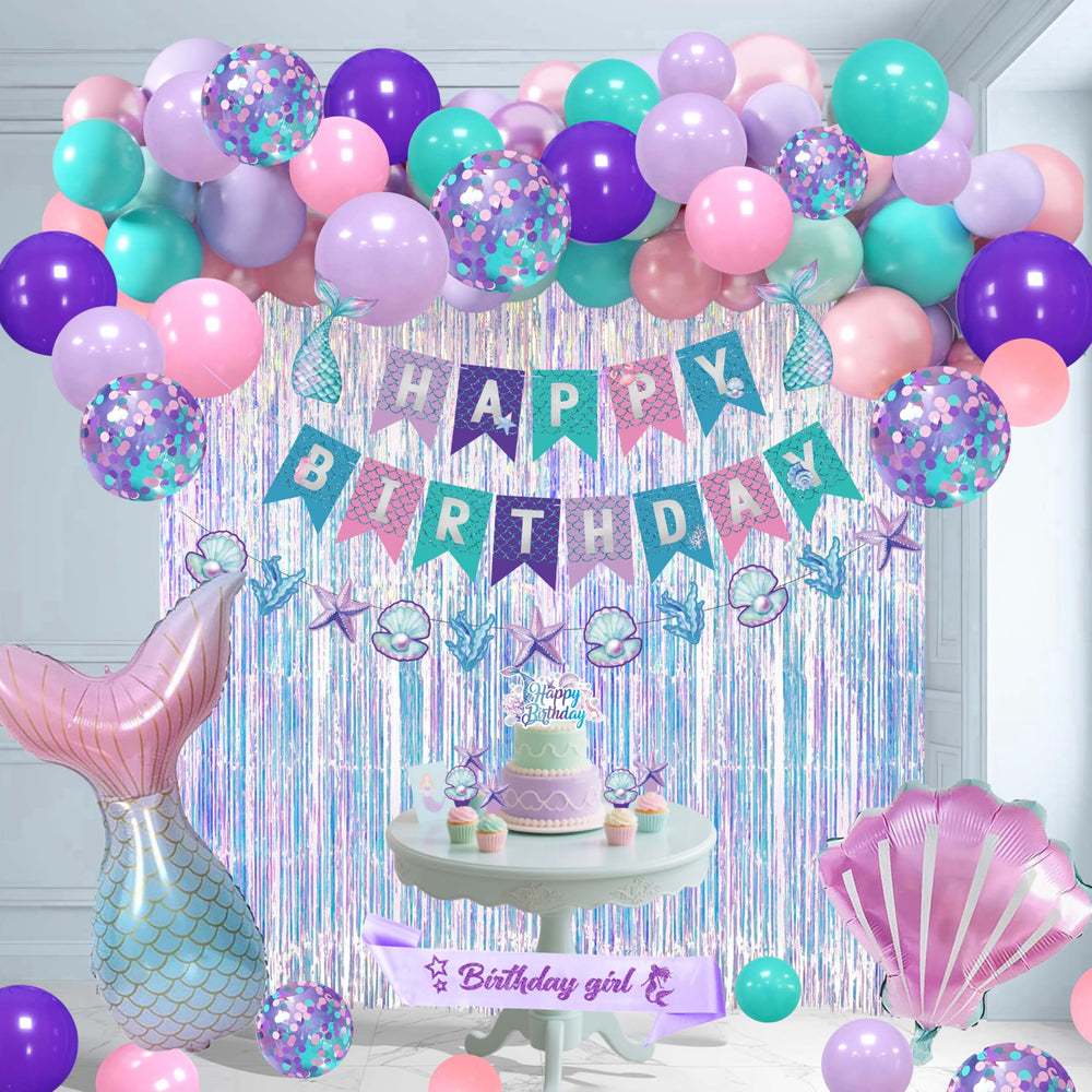 jenmir Mermaid fringe curtains create a shimmering mermaid backdrop for photos
