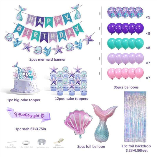 jenmir Mermaid Happy Birthday banner adds bold celebration text for photos