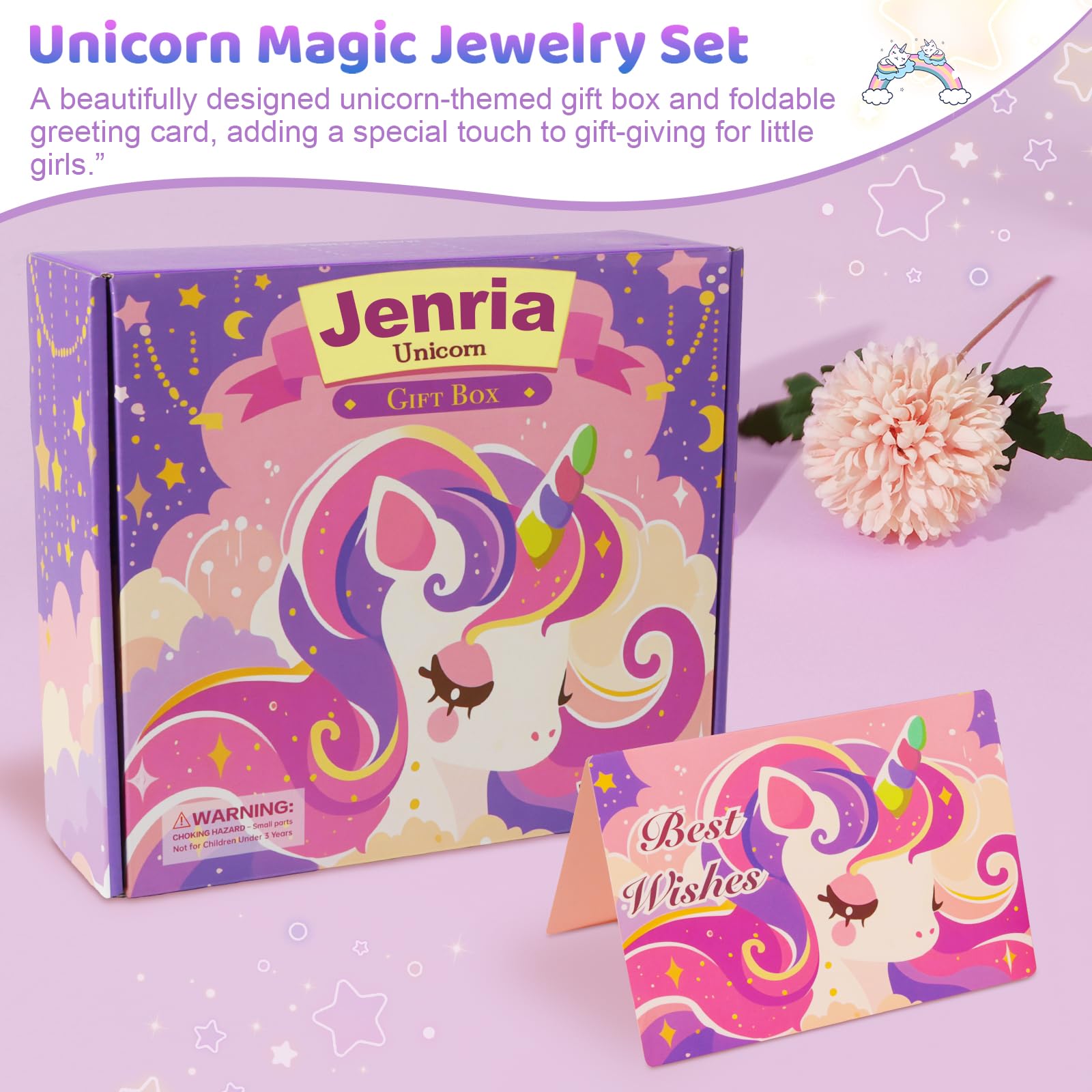 Jenria gift box with greeting card, ready for gifting with charm.