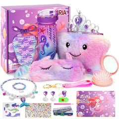 Jenria Mermaid Gift Set LED Star Pillow, cozy bedtime companion for sleepovers.