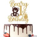 Jenrtvis Beary-1st-Birthday-Topper sparkles on the cake for a cute first celebration.