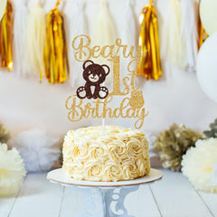 Jenrtvis Glittery-Bear-Cake-Decor shines under lights for photo-worthy moments.