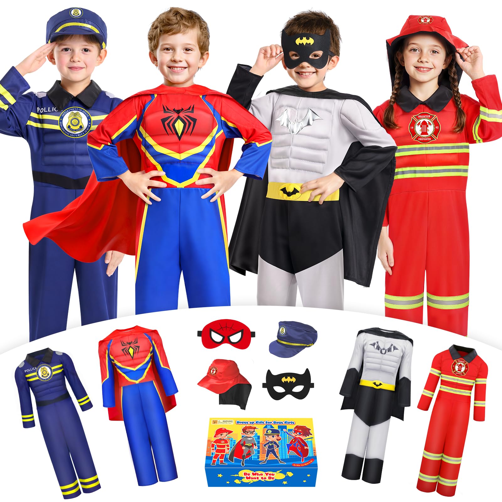 Jeowoqao kids fireman costume for imaginative rescue play and role-play fun