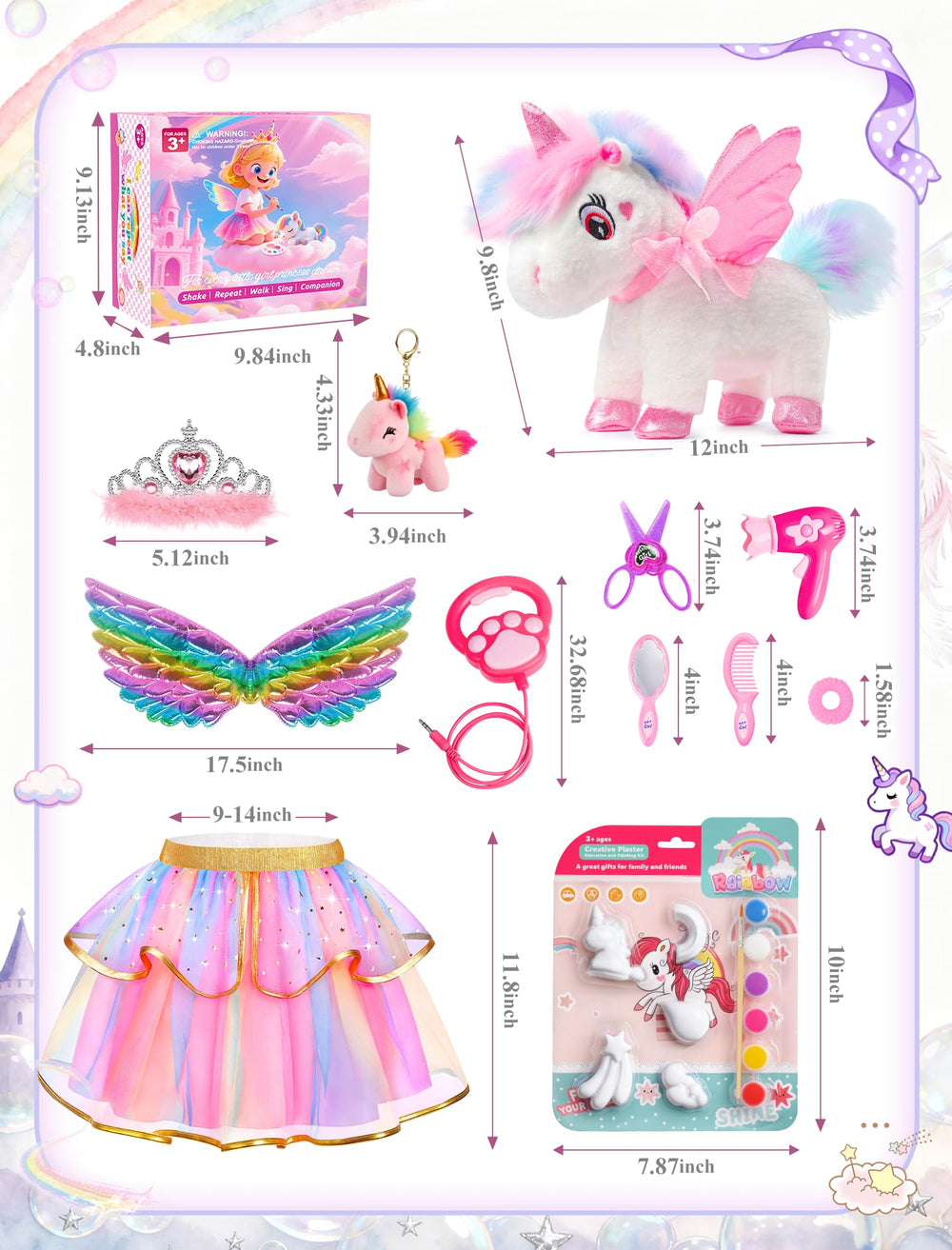 Jeowoqao light-up singing unicorn features twinkling wings.