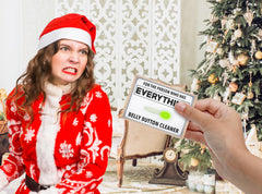 Jergrim belly button lint brush stocking stuffer for Christmas morning humor.